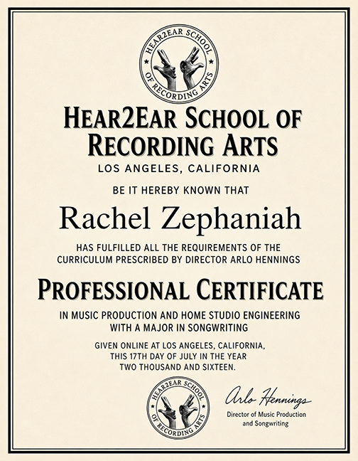 Hear2Ear School of Recording Arts — Professional Certificate