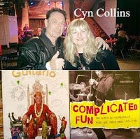 Cyn Collins and Arlo Hennings, alongside the Guitarlo and Complicated Fun book covers.