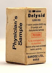 A box of Delysid (LSD-25), Sandoz Ltd., physician’s sample.