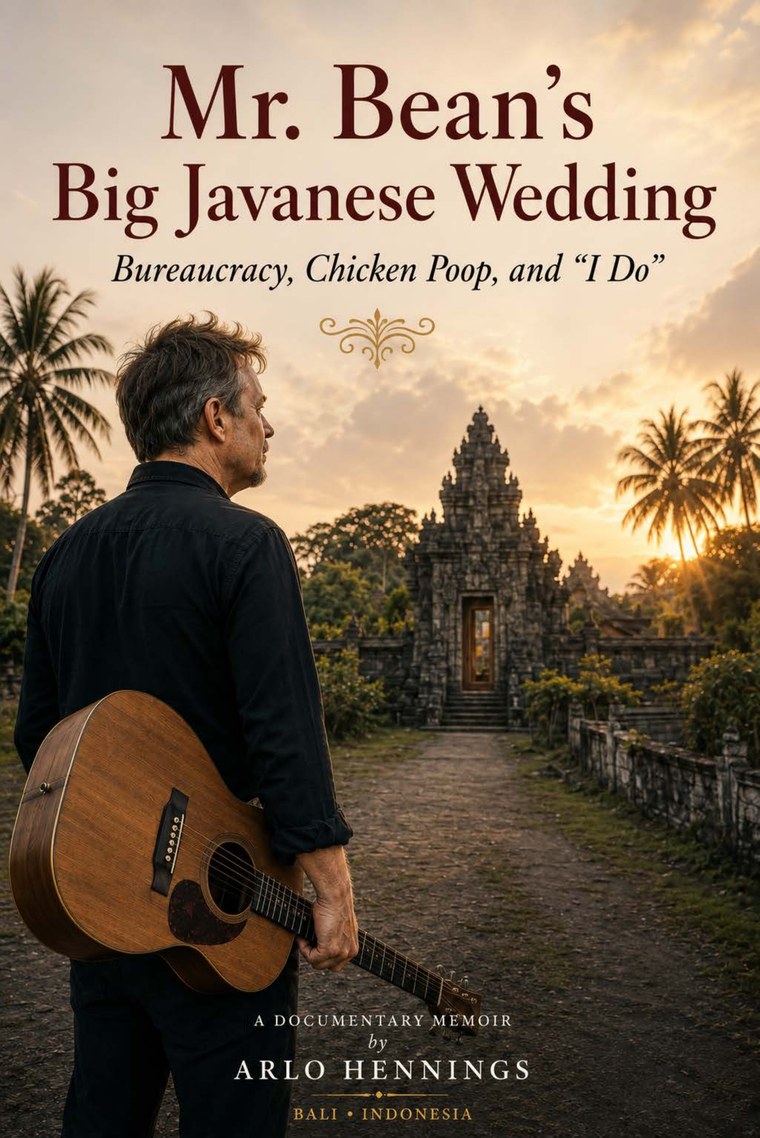 Mr. Bean's Big Javanese Wedding — book cover, a documentary memoir by Arlo Hennings.