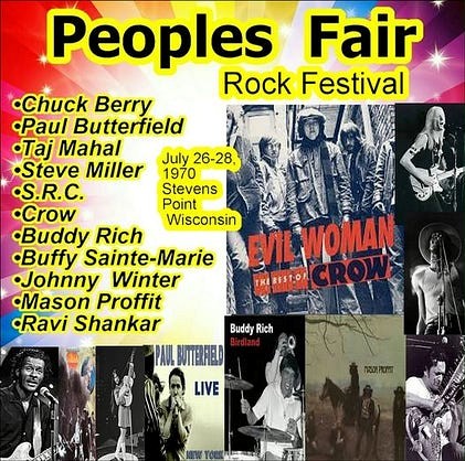 Poster for the People's Fair Rock Festival, Stevens Point, Wisconsin, 1970.