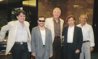 Marty Weintraub, Arlo Hennings, Dean Kay, Bob Kirsch, and Jeff Brabec at PolyGram Music Publishing, Los Angeles