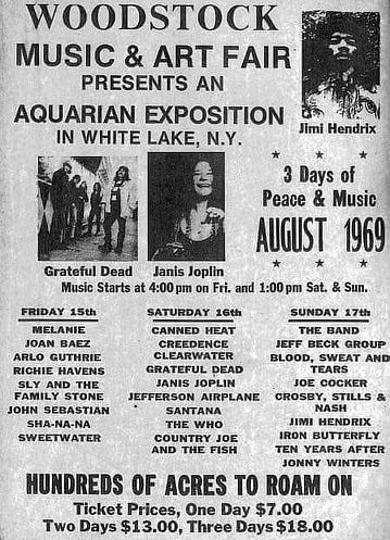 Woodstock Music & Art Fair poster from 1969.